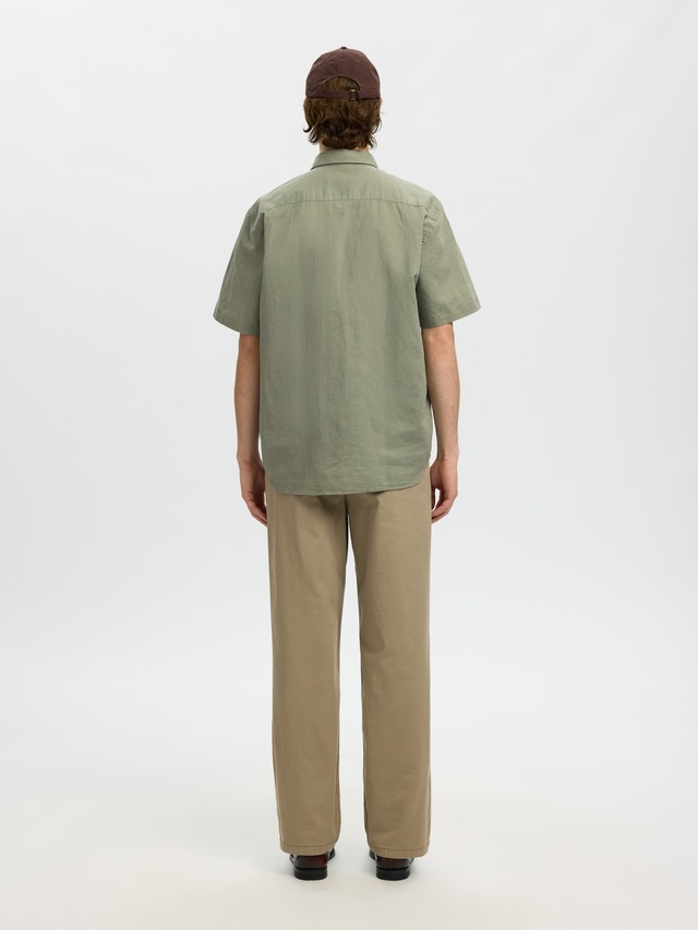 SELECTED Kurzarmhemd »SLHREGCLAY LINENBLEND SS SHIRT CLA NOOS« Materialmix, regular fit