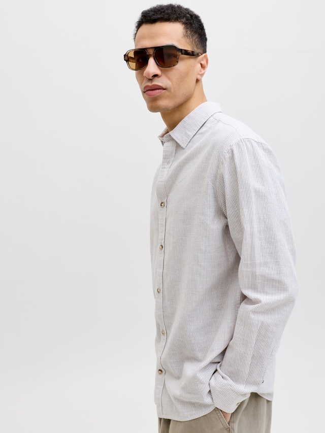 Jack & Jones Langarmhemd »JJESUMMER LINEN BLEND SHIRT L/S SN« Baumwollmischung, regular fit