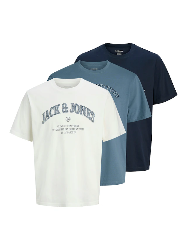 Jack & Jones T-Shirt »JJEDENVER GRAPHIC TEE SS O-NECK 3PK MP« Packung, 3 tlg.
