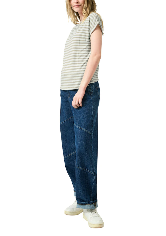 QS Kurzarmshirt im Streifen-Design
