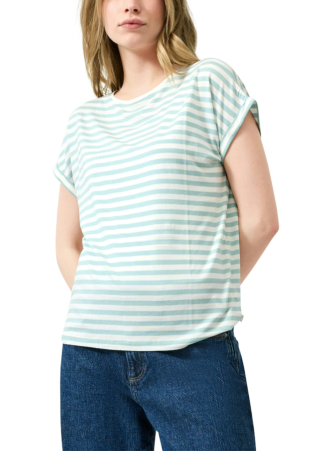 QS Kurzarmshirt im Streifen-Design