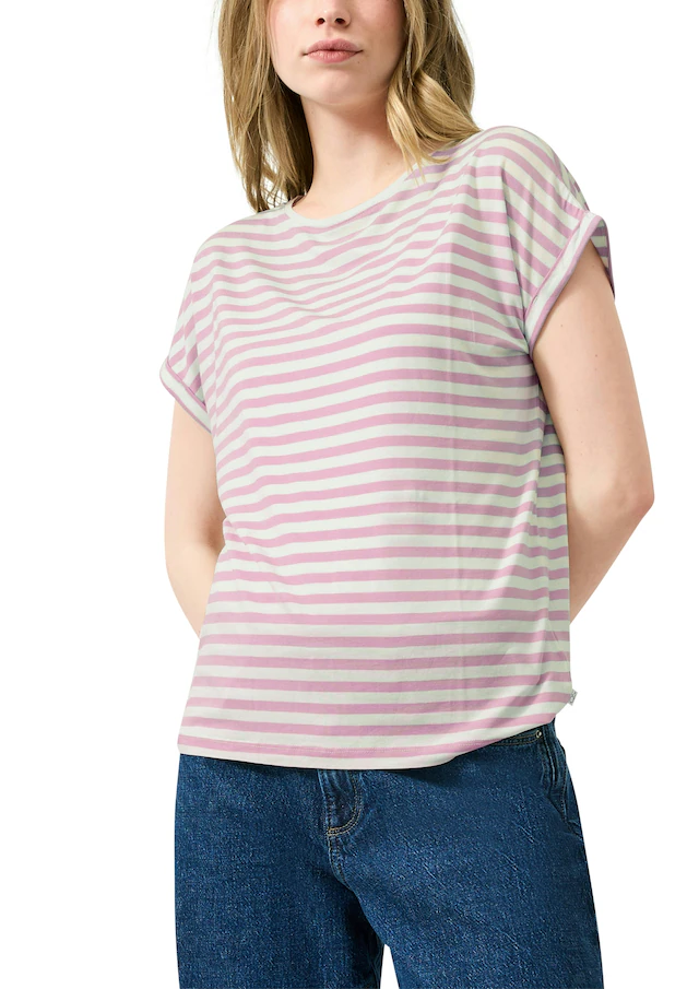 QS Kurzarmshirt im Streifen-Design