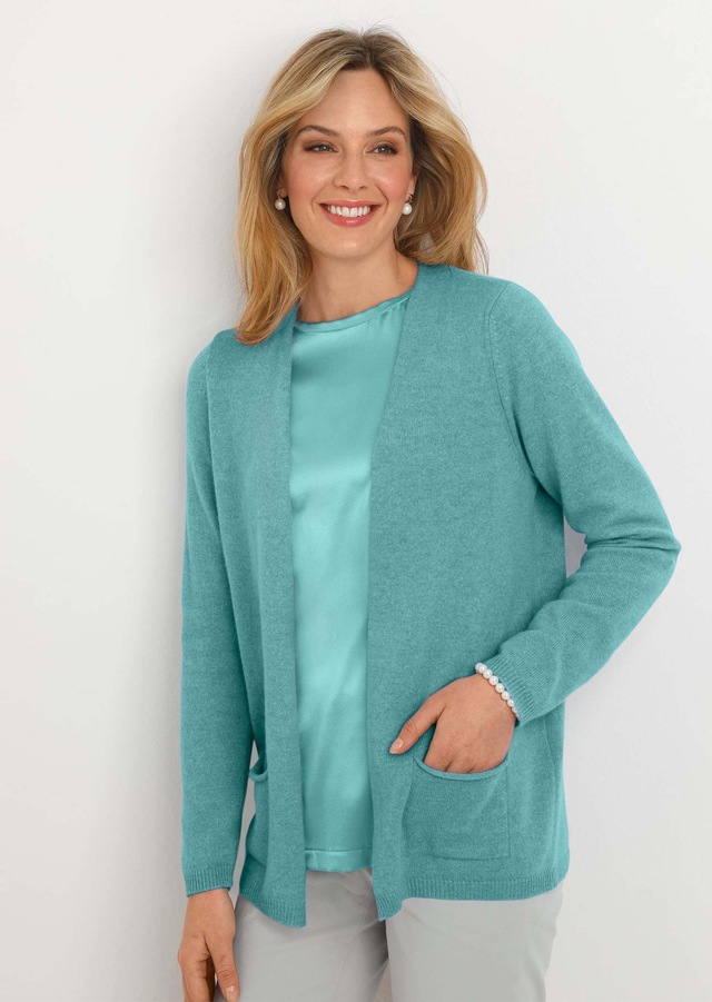 GOLDNER Strickjacke »Cardigan in langer offener Form« Aufwendig in Form gestrickt