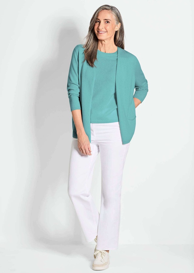 GOLDNER Strickjacke »Cardigan in langer offener Form« Aufwendig in Form gestrickt