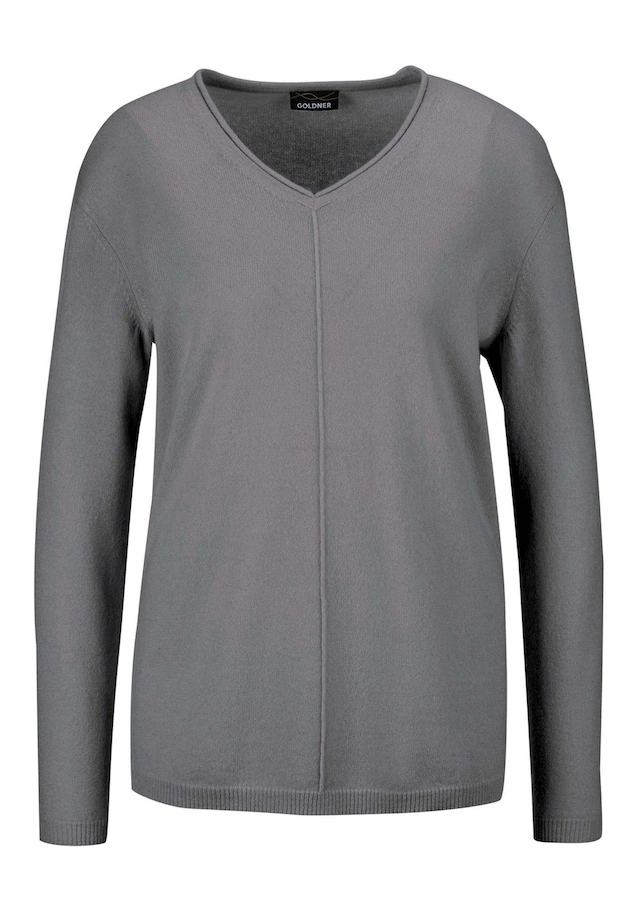 GOLDNER Strickpullover »Basicpullover mit V-Ausschnitt« Aufwendig in Form gestrickt