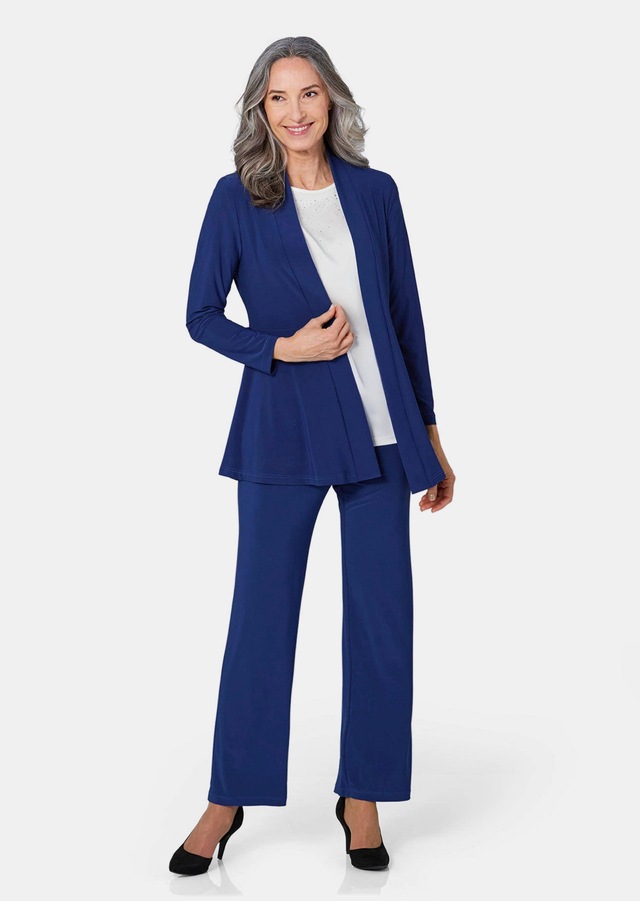 GOLDNER Sweatjacke »Leichte Shirtjacke lila mit Stretch« Mit Teilungsnaht hinten für eine elegante Weite
