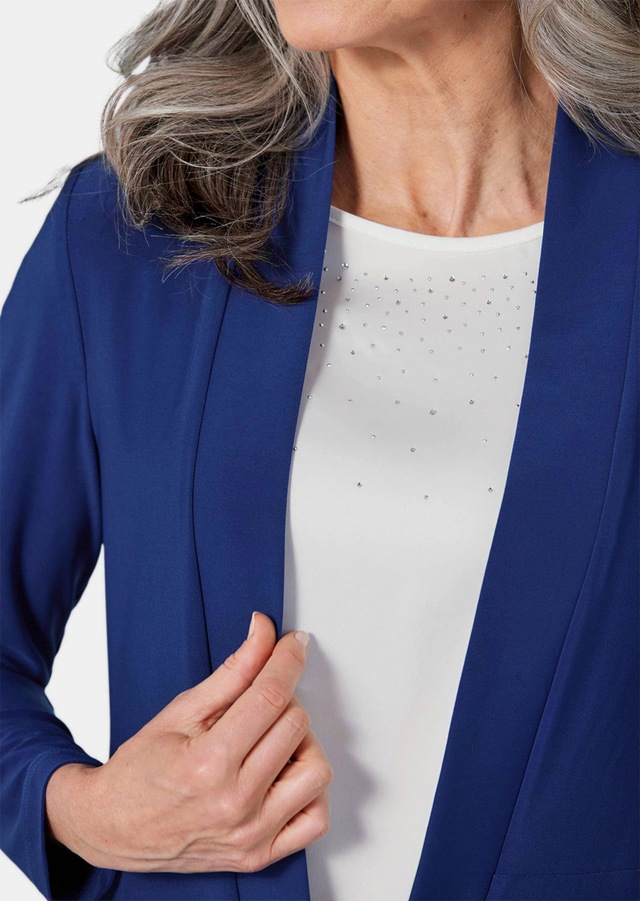 GOLDNER Sweatjacke »Leichte Shirtjacke lila mit Stretch« Mit Teilungsnaht hinten für eine elegante Weite