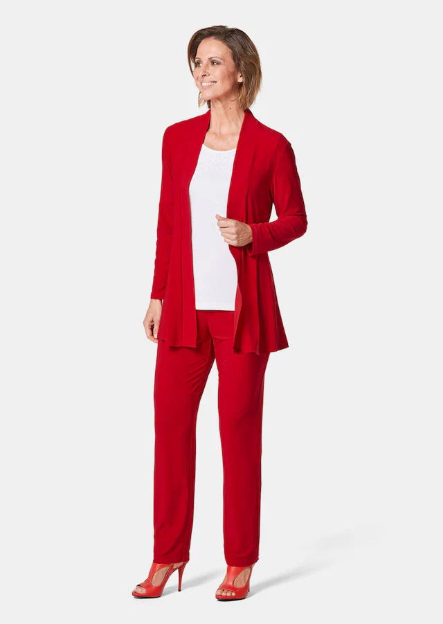 GOLDNER Sweatjacke »Leichte Shirtjacke lila mit Stretch« Mit Teilungsnaht hinten für eine elegante Weite