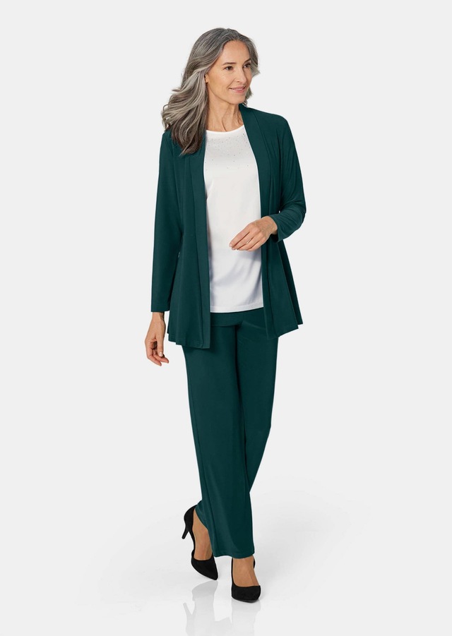GOLDNER Sweatjacke »Leichte Shirtjacke lila mit Stretch« Mit Teilungsnaht hinten für eine elegante Weite