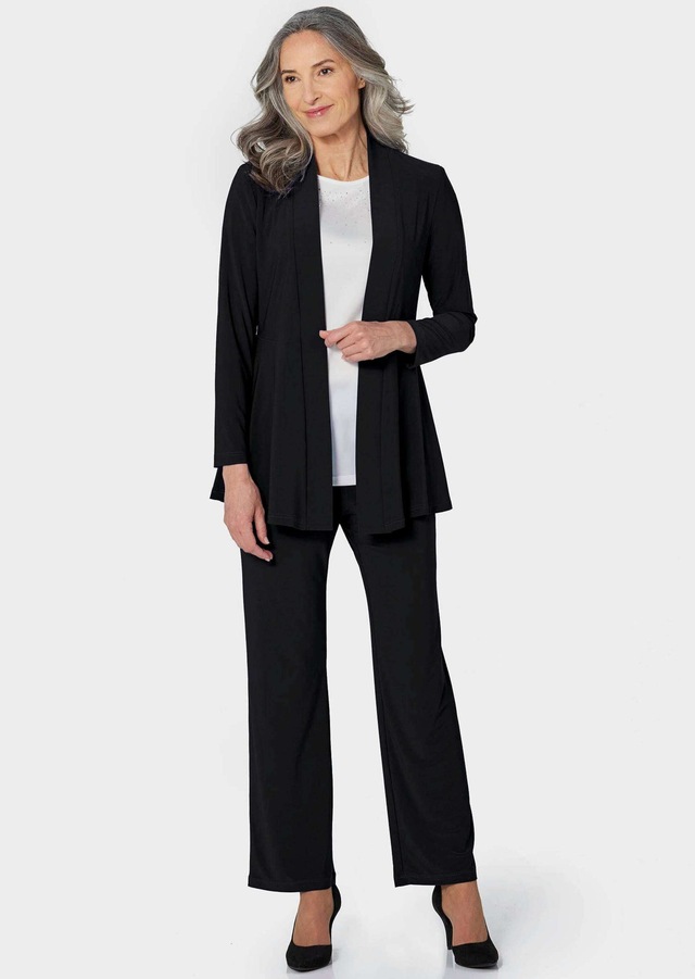GOLDNER Sweatjacke »Leichte Shirtjacke lila mit Stretch« Mit Teilungsnaht hinten für eine elegante Weite