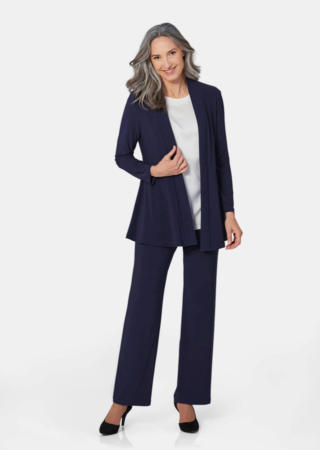GOLDNER Sweatjacke »Leichte Shirtjacke lila mit Stretch« Mit Teilungsnaht hinten für eine elegante Weite