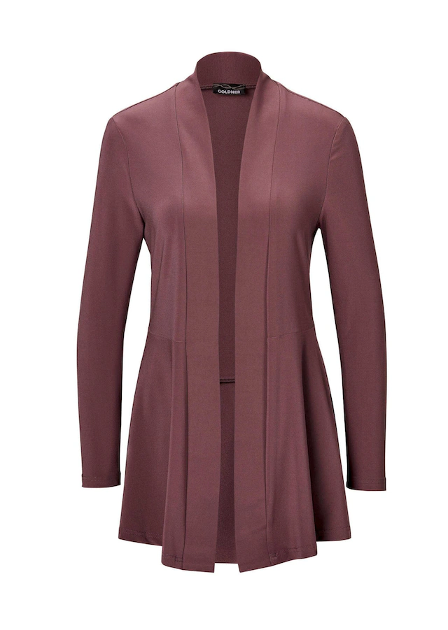 GOLDNER Sweatjacke »Leichte Shirtjacke lila mit Stretch« Mit Teilungsnaht hinten für eine elegante Weite