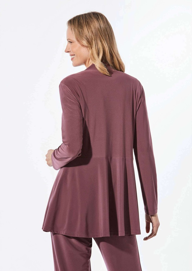 GOLDNER Sweatjacke »Leichte Shirtjacke lila mit Stretch« Mit Teilungsnaht hinten für eine elegante Weite