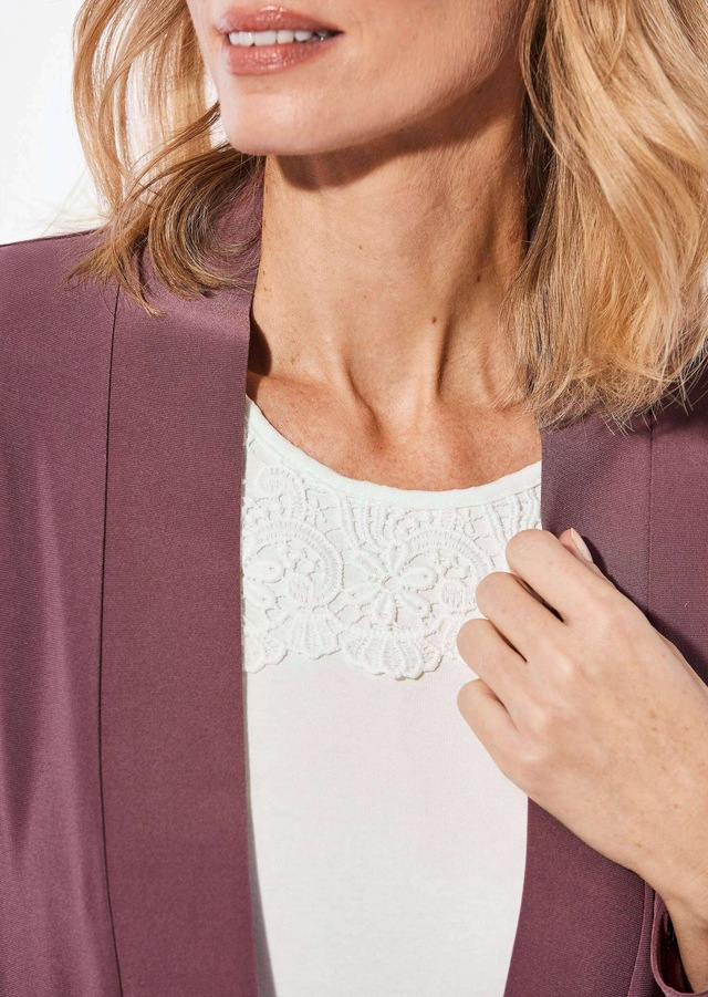 GOLDNER Sweatjacke »Leichte Shirtjacke lila mit Stretch« Mit Teilungsnaht hinten für eine elegante Weite