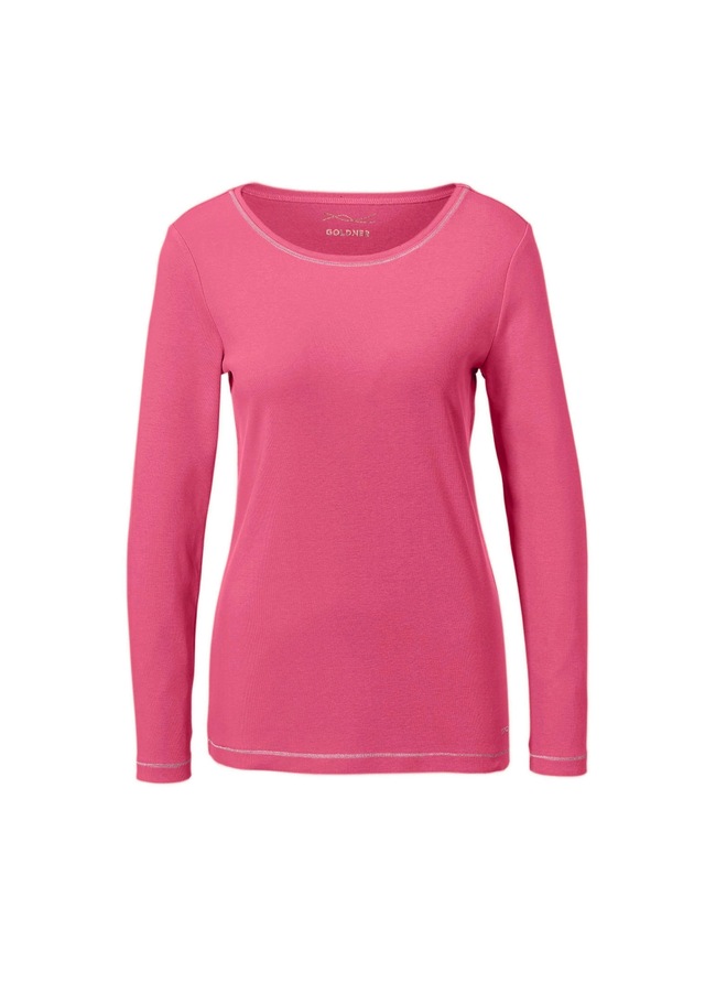 GOLDNER Kurzarmshirt »Kurzgröße Basic T-Shirt aus reiner Baumwolle« Ziernähte aus Glanzgarn am Ausschnitt und an den Säume
