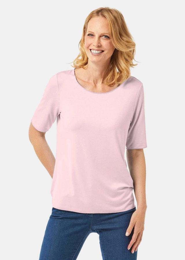 GOLDNER Langarm-Poloshirt »Kurzgröße Kombistarkes Halbarmshirt mit tonaler Zierkante« Tonale Zierkante