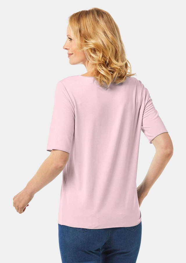 GOLDNER Langarm-Poloshirt »Kurzgröße Kombistarkes Halbarmshirt mit tonaler Zierkante« Tonale Zierkante