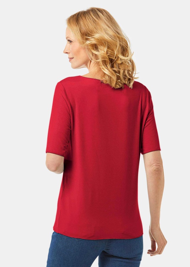 GOLDNER Langarm-Poloshirt »Kurzgröße Kombistarkes Halbarmshirt mit tonaler Zierkante« Tonale Zierkante