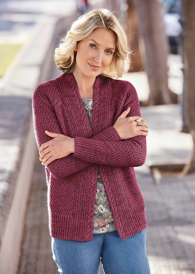 GOLDNER Strickjacke »Elegante Grobstrickjacke, Zopfmuster« Ohne