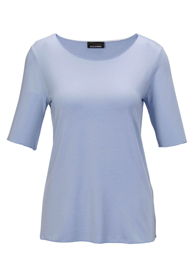 GOLDNER Langarm-Poloshirt »Kurzgröße Kombistarkes Halbarmshirt mit tonaler Zierkante« Tonale Zierkante