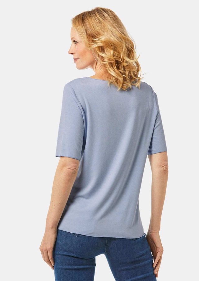 GOLDNER Langarm-Poloshirt »Kurzgröße Kombistarkes Halbarmshirt mit tonaler Zierkante« Tonale Zierkante