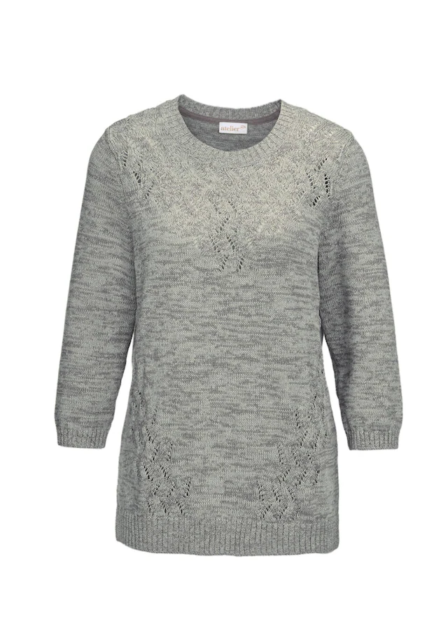 GOLDNER Rundhalspullover »Glanzpullover mit Ajour-Muster« Feminine Ajoureinsätze