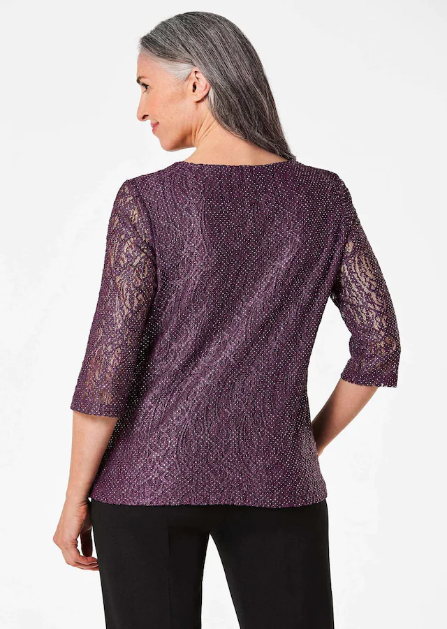 GOLDNER Kurzarmbluse »Kurzgröße Elegantes Blusenshirt mit Glanzeffekt« Blickdicht durch eingearbeitetes Top