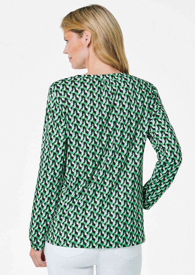 GOLDNER Kurzarmbluse »Elegantes Blusenshirt mit V-Ausschnitt« Schulterpasse mit Kräuselung