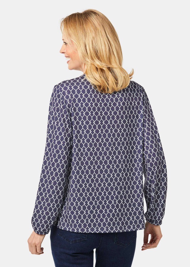 GOLDNER Kurzarmbluse »Elegantes Blusenshirt mit V-Ausschnitt« Schulterpasse mit Kräuselung