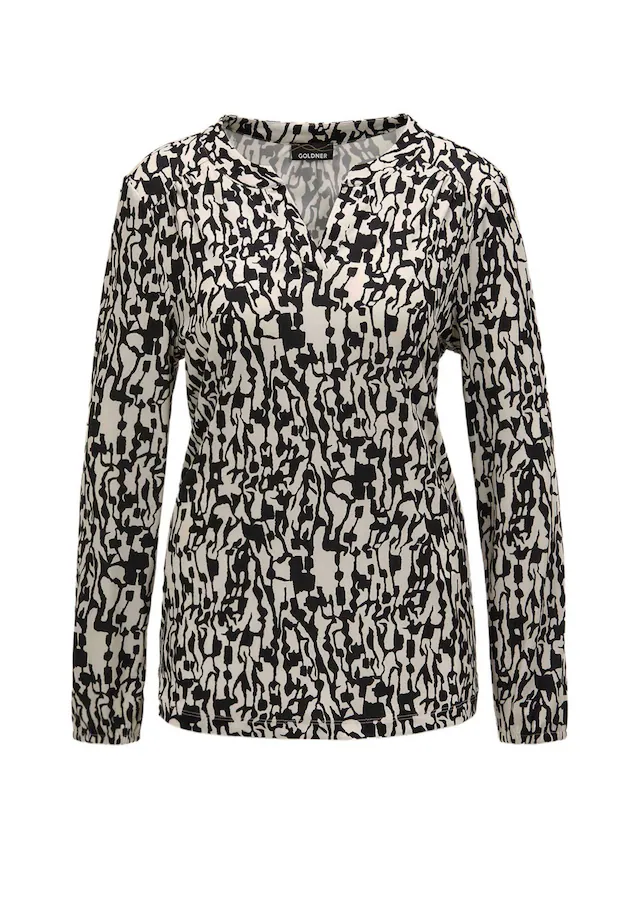 GOLDNER Kurzarmbluse »Elegantes Blusenshirt mit V-Ausschnitt« Schulterpasse mit Kräuselung