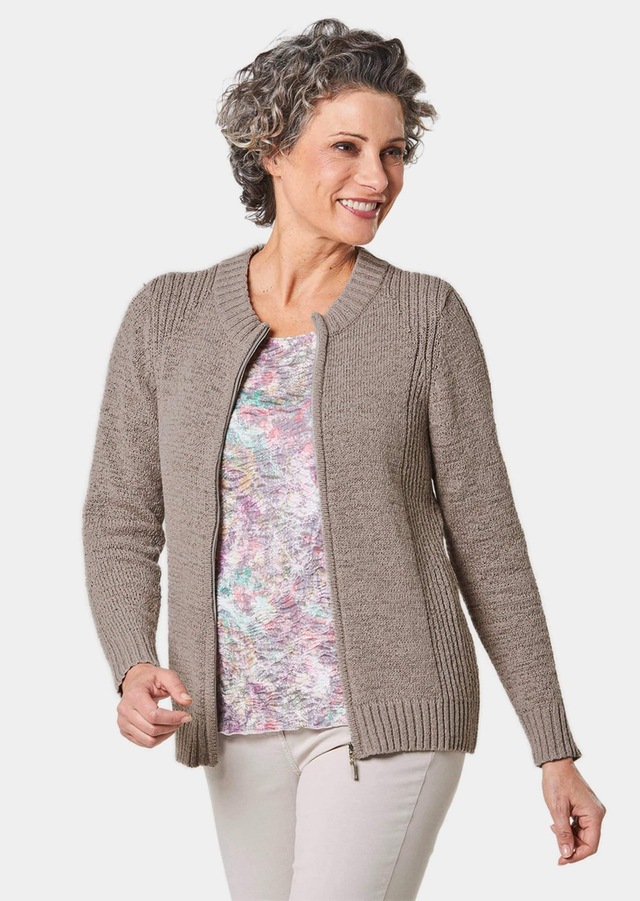 GOLDNER Strickjacke »Strickjacke aus Bändchengarn in schöner Melange-Optik« Mit schönen, gerippten Details