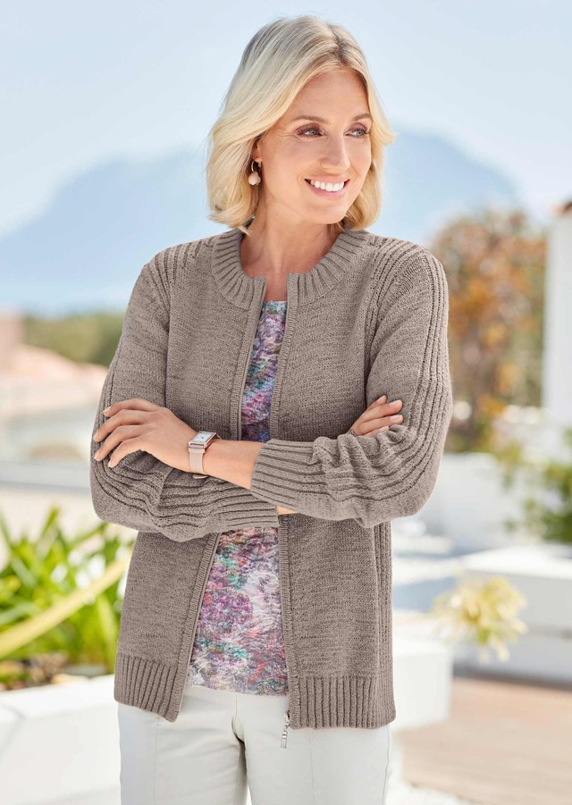 GOLDNER Strickjacke »Strickjacke aus Bändchengarn in schöner Melange-Optik« Mit schönen, gerippten Details