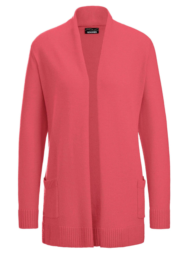 GOLDNER Strickjacke »Kurzgröße Langarm Cardigan aus Merino« Schalkragen