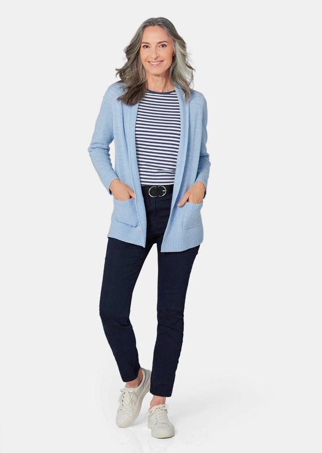 GOLDNER Strickjacke »Langarm Cardigan aus Merino« Schalkragen