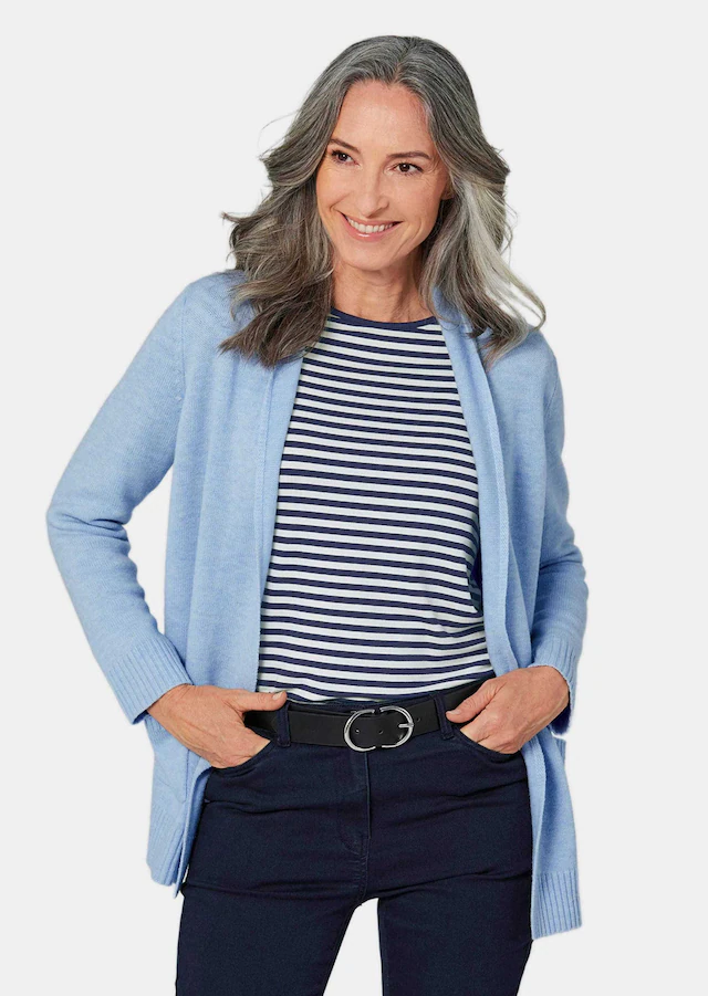 GOLDNER Strickjacke »Langarm Cardigan aus Merino« Schalkragen