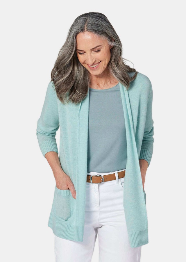 GOLDNER Strickjacke »Langarm Cardigan aus Merino« Schalkragen