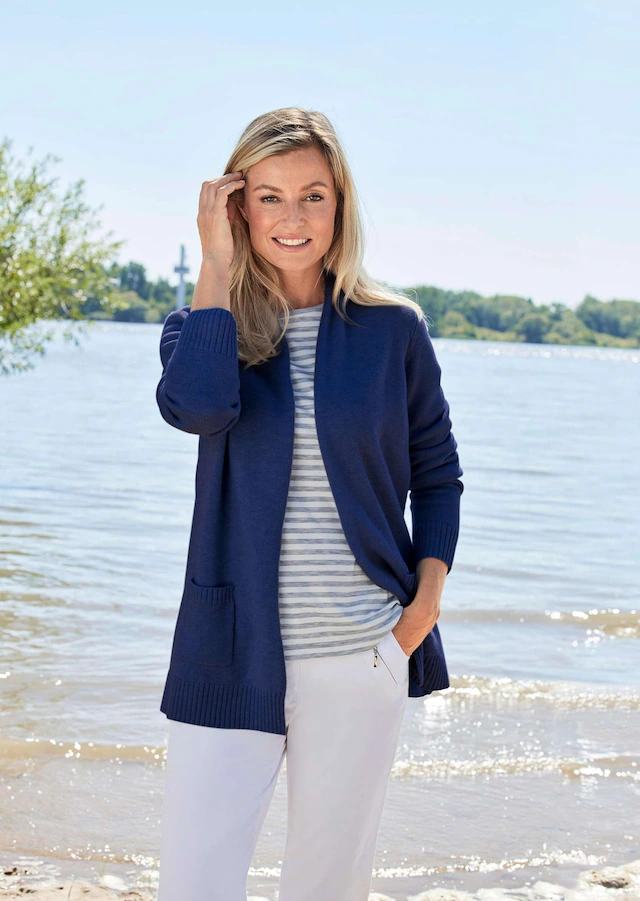 GOLDNER Strickjacke »Langarm Cardigan aus Merino« Schalkragen