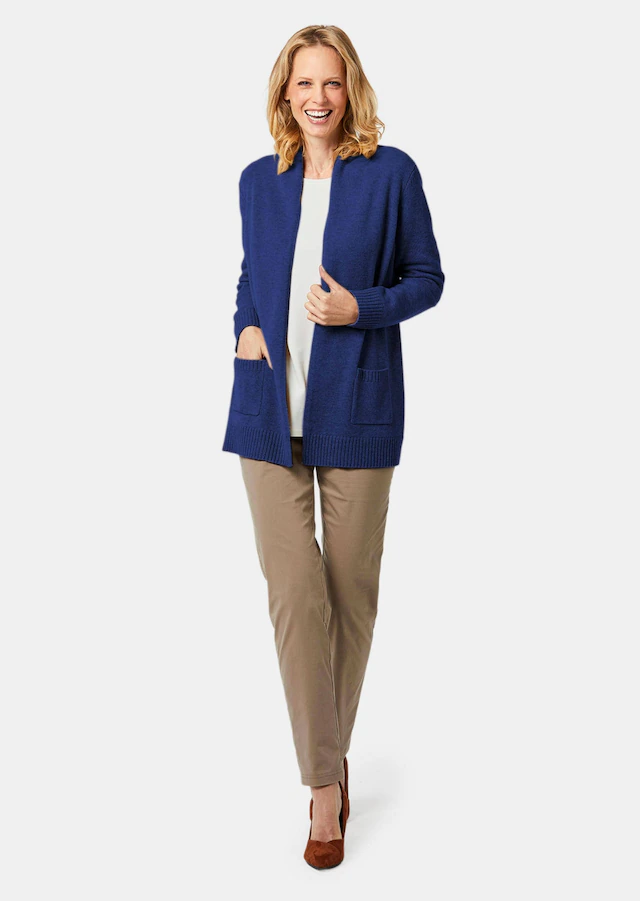 GOLDNER Strickjacke »Langarm Cardigan aus Merino« Schalkragen
