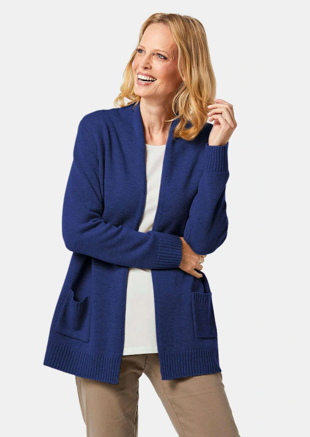 GOLDNER Strickjacke »Langarm Cardigan aus Merino« Schalkragen