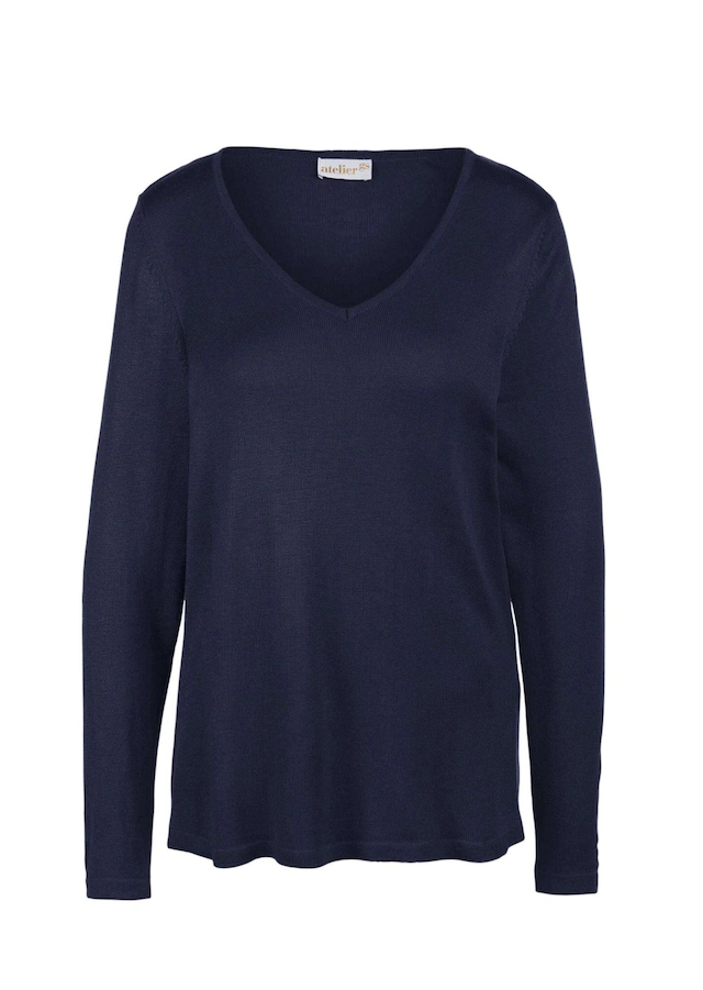 GOLDNER Strickpullover »Kurzgröße Unkomplizierter Pullover mit V-Ausschnitt« Ohne