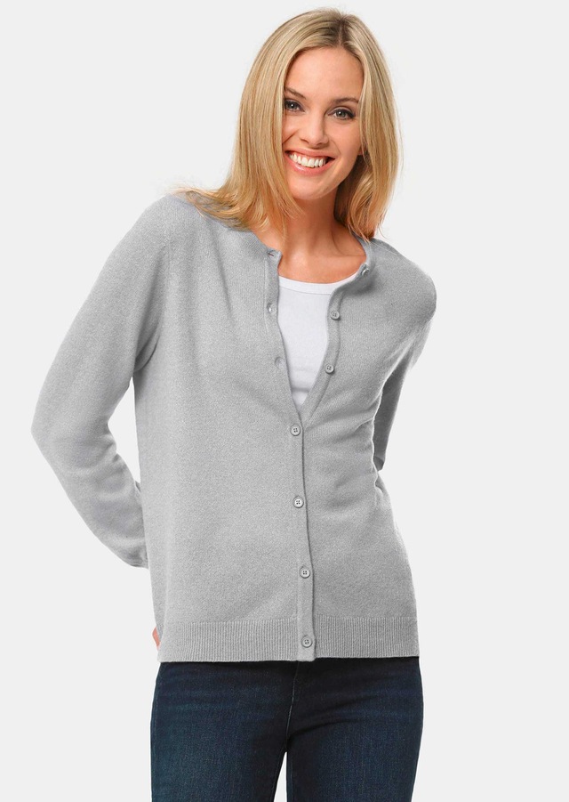 GOLDNER Strickpullover »Kurzgröße Kuschelweiche Kaschmir-Strickjacke mit Rundhals« Ohne