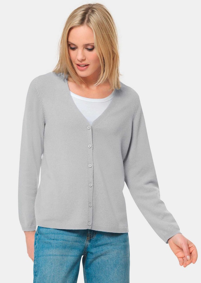 GOLDNER Strickjacke »Weiche Kaschmirstrickjacke mit V-Ausschnitt« Ohne