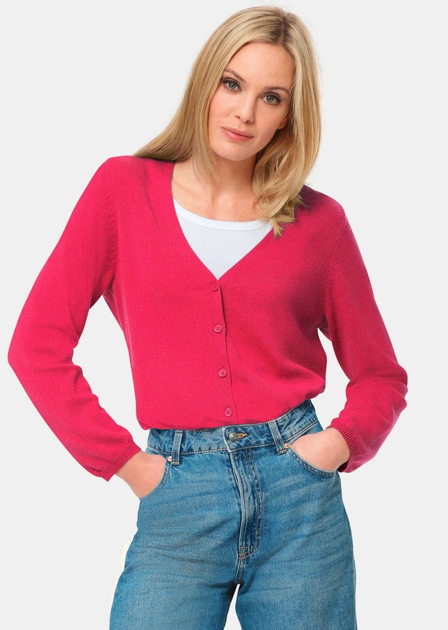 GOLDNER Strickjacke »Weiche Kaschmirstrickjacke mit V-Ausschnitt« Ohne