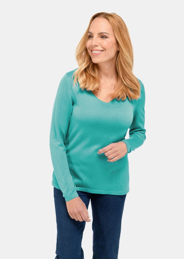 GOLDNER Strickpullover »Unkomplizierter Pullover mit V-Ausschnitt« Ohne