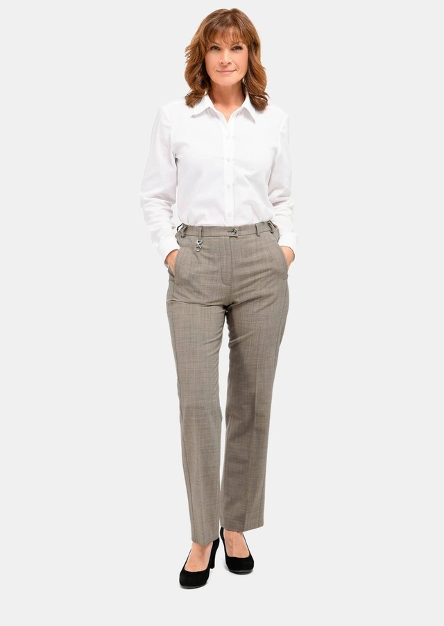 GOLDNER Stoffhose »Kurzgröße Elegante Stretchhose mit Bügelfalten« Bund mit dekorativem Zierteil