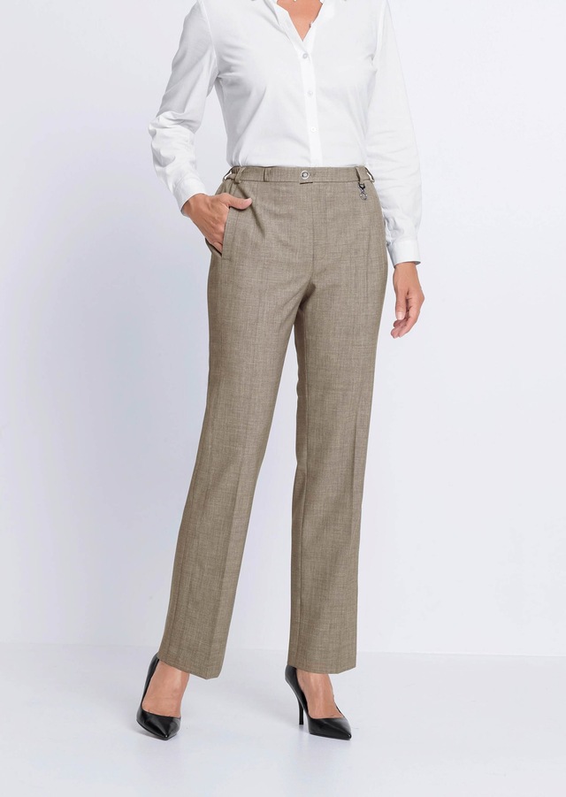 GOLDNER Stoffhose »Kurzgröße Elegante Stretchhose mit Bügelfalten« Bund mit dekorativem Zierteil