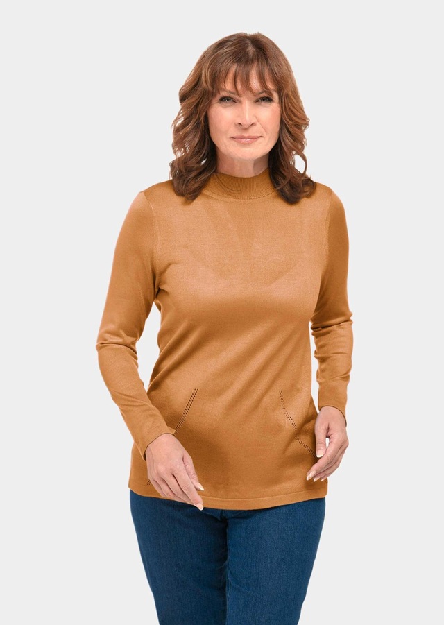 GOLDNER Strickpullover »Kurzgröße Strickpullover mit Stehbundkragen« wie echter Kaschmir