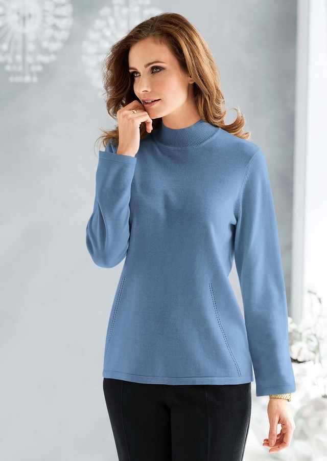 GOLDNER Strickpullover »Kurzgröße Strickpullover mit Stehbundkragen« wie echter Kaschmir