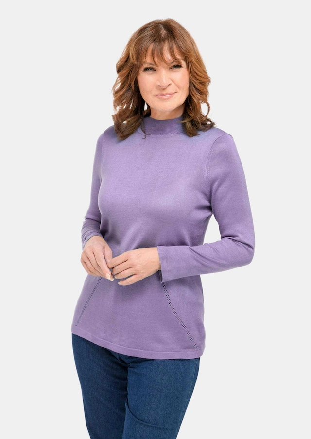 GOLDNER Strickpullover »Kurzgröße Strickpullover mit Stehbundkragen« wie echter Kaschmir