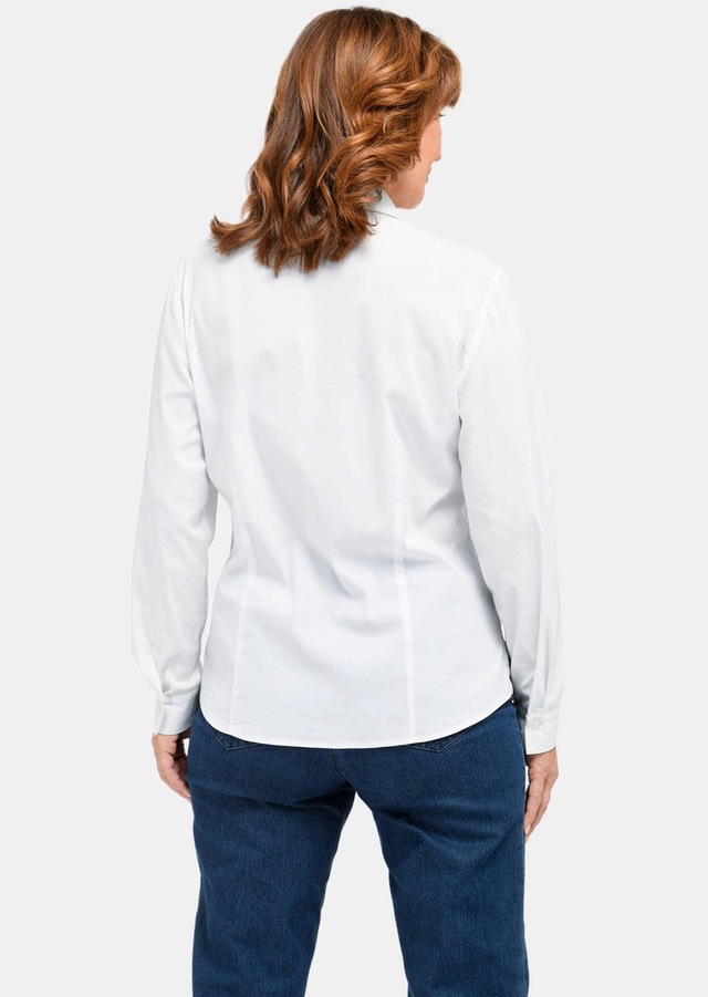 GOLDNER Langarmbluse »Kurzgröße Basicbluse mit Hemdkragen« Seitenschlitze für mehr Bewegungsfreiheit